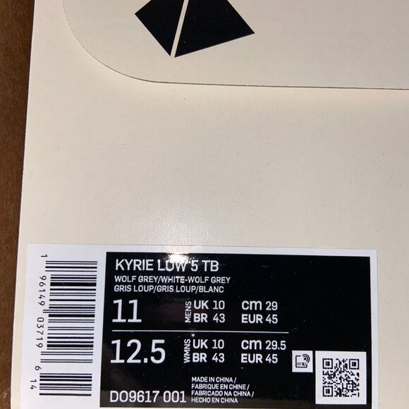 Nike Kyrie Low 5 TB Basketball Shoes Wolf Grey White Men’s D09617-001 NEW